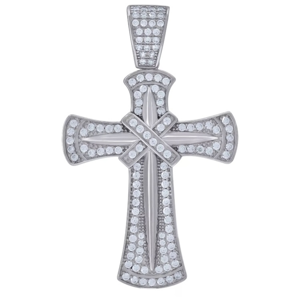 925 Sterling Silver Cross Pendant Charm w/Chain